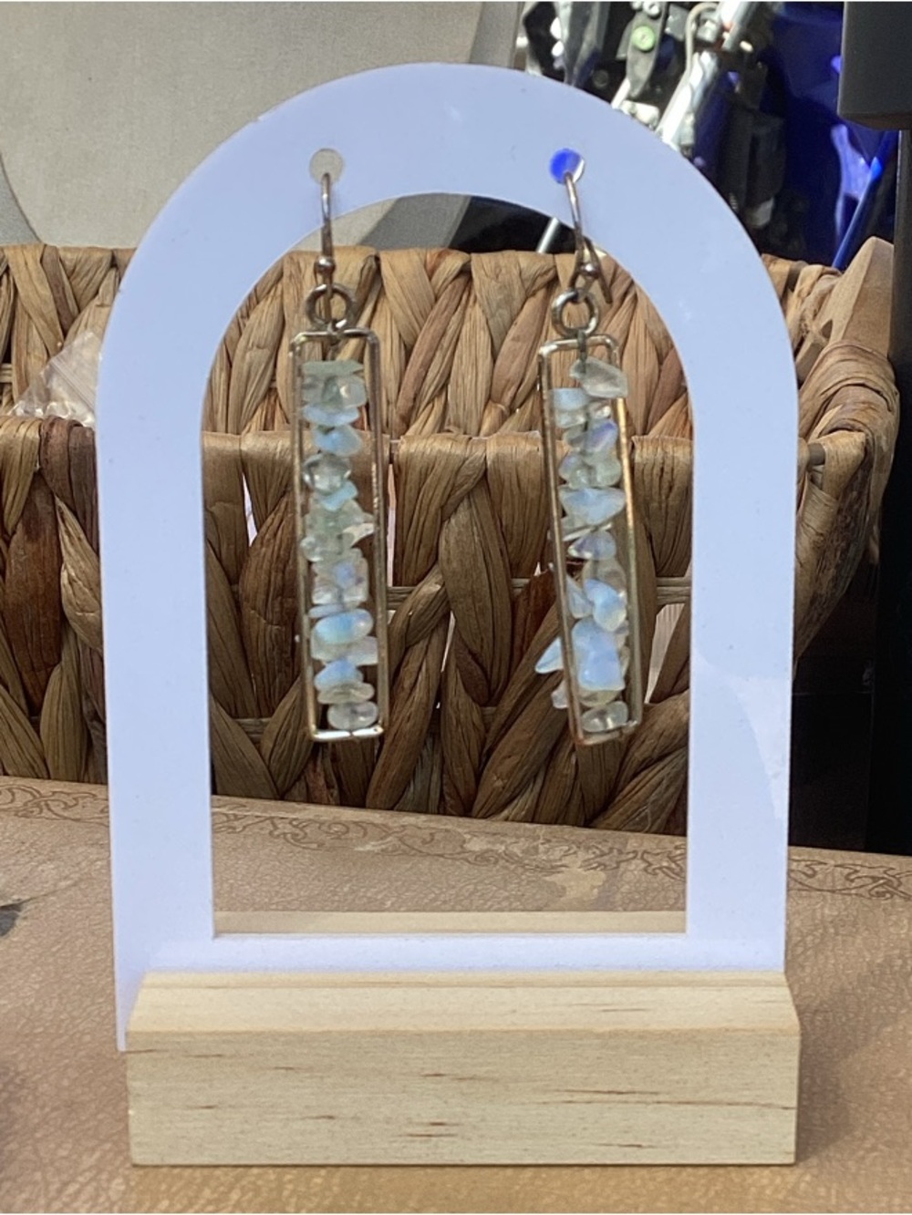 & Other Stories Iridescent Opalite Chip Bar Drop Earrings